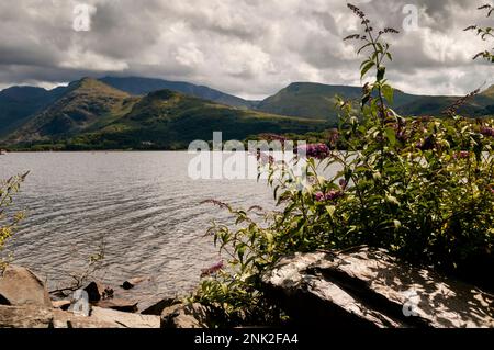 Llyn Pardarn, un lac glacialement formé au pays de Galles. Banque D'Images