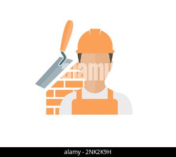 Travail dur professionnel Plasterer travailleur homme logo conception. Profil de personne, symbole d'avatar, icône Homme. Travailleur de Plasterer professionnel masculin. Illustration de Vecteur