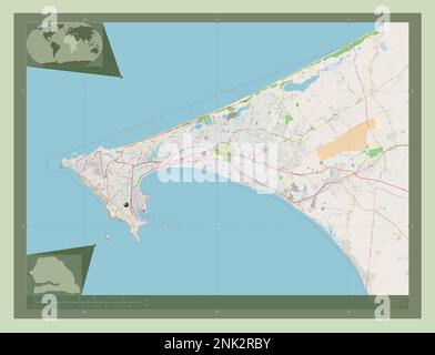 Dakar, région du Sénégal. Ouvrez la carte des rues. Cartes d'emplacement auxiliaire d'angle Banque D'Images