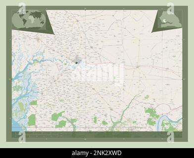 Kaolack, région du Sénégal. Ouvrez la carte des rues. Cartes d'emplacement auxiliaire d'angle Banque D'Images