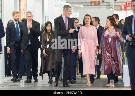 Madrid. Espagne. 20230223, le roi Felipe VI d'Espagne, la reine Letizia d'Espagne visite la foire ARCO à l'IFEMA sur 23 février 2023 à Madrid, Espagne Banque D'Images