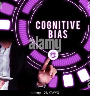Signe montrant des biais cognitifs. Mot écrit sur le traitement psychologique des troubles mentaux Banque D'Images