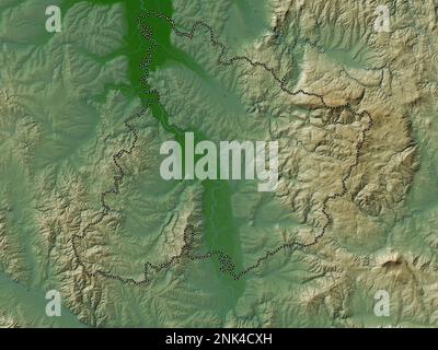 Pomoravski, district de Serbie. Carte d'altitude en couleur avec lacs et rivières Banque D'Images