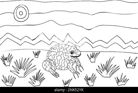 Page de coloriage avec grenouille Illustration de Vecteur