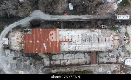 Ancien navire abandonné d'en haut Banque D'Images