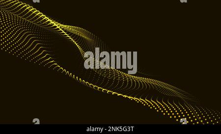 Vague technologique abstraite. Arrière-plan animé en boucle créé sous forme de trapcode. Arrière-plan des formes numériques abstraites. Lignes et points lumineux de forme trapcode Banque D'Images