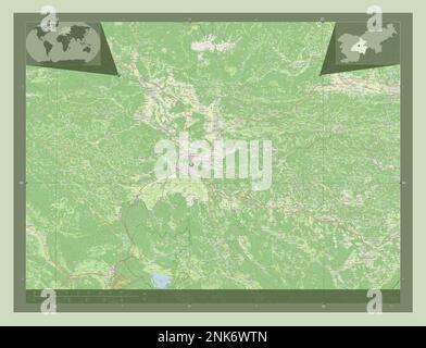 Osrednjeslovenska, région statistique de la Slovénie. Ouvrez la carte des rues. Cartes d'emplacement auxiliaire d'angle Banque D'Images