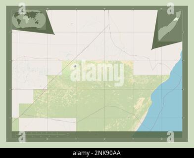 Nugaal, région de la Somalie continentale. Ouvrez la carte des rues. Cartes d'emplacement auxiliaire d'angle Banque D'Images