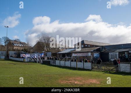 Bacup, Angleterre, 05 mars 2022. La division de la Ligue de football des comtés du Nord-Ouest un match nord entre Bacup Borough et St Helens Town. Banque D'Images