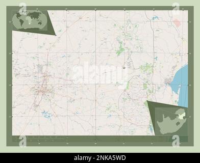 Mpumalanga, province d'Afrique du Sud. Ouvrez la carte des rues. Cartes d'emplacement auxiliaire d'angle Banque D'Images