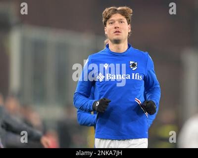 GÊNES - Sam Lammers de UC Sampdoria pendant la série italienne Un match entre UC Sampdoria et FC Internazionale Milan au stade Luigi Ferraris sur 13 février 2023 à Gênes, Italie. AP | hauteur néerlandaise | GERRIT DE COLOGNE Banque D'Images