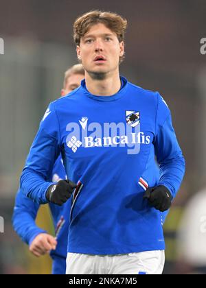 GÊNES - Sam Lammers de UC Sampdoria pendant la série italienne Un match entre UC Sampdoria et FC Internazionale Milan au stade Luigi Ferraris sur 13 février 2023 à Gênes, Italie. AP | hauteur néerlandaise | GERRIT DE COLOGNE Banque D'Images