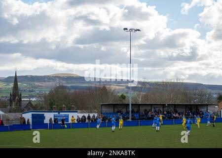 Padiham, Angleterre 05 mars 2022. Le match de première division de la Ligue de football des comtés du Nord-Ouest entre Padiham et Ashton Athletic. Banque D'Images