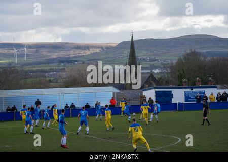 Padiham, Angleterre 05 mars 2022. Le match de première division de la Ligue de football des comtés du Nord-Ouest entre Padiham et Ashton Athletic. Banque D'Images