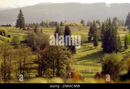 Paysage montagneux dans le comté de Suceava, Roumanie, environ 2000 Banque D'Images