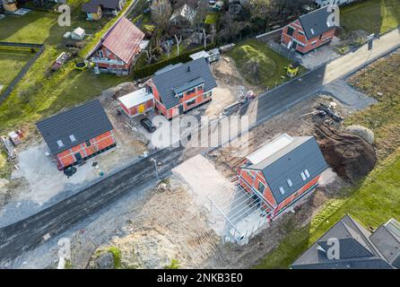 Maisons récemment construites. Vue aérienne Banque D'Images