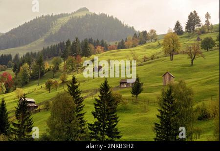 Paysage montagneux dans le comté de Suceava, Roumanie, environ 2000 Banque D'Images