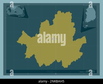 Séoul, capitale de la Corée du Sud. Forme de couleur unie. Lieux et noms des principales villes de la région. Cartes d'emplacement auxiliaire d'angle Banque D'Images