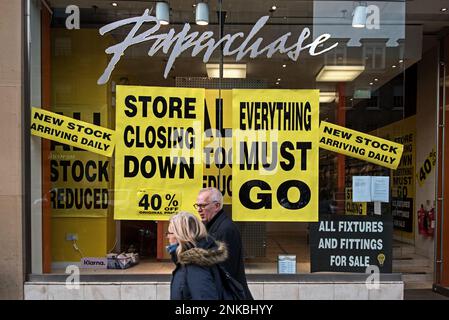 Le magasin Paperchase de George Street à Édimbourg ferme après avoir été mis en place dans l'administration. Banque D'Images