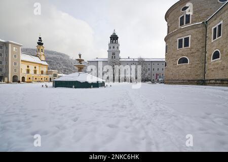 Salzbourg en hiver, Cathédrale, Résidence Fontaine, ville de Salzbourg, Salzbourg, Autriche Banque D'Images