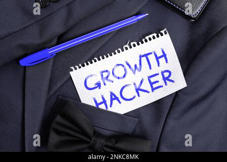 Texte montrant inspiration croissance Hacker. Concept d'entreprise généralement pour acquérir autant d'utilisateurs ou de clients que possible Banque D'Images