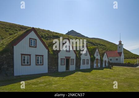 Maisons de gazon, ferme de tourbe, musée, Laufas, Islande Banque D'Images