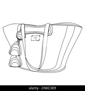 Sac de plage avec décoration tricotée en dessin vectoriel technique d'art en ligne Illustration de Vecteur