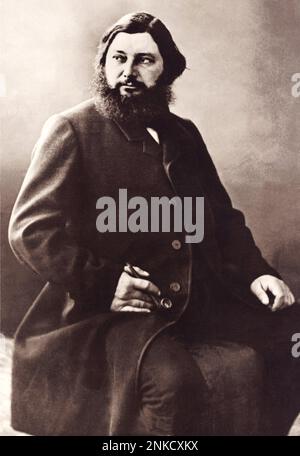 1861 CA, FRANCE : le peintre français GUSTAVE COURBET ( 1819 - 1877 ) . Photo de NADAR , Paris - ILLUSTRATORE - INCISORE - CARICATURISTA - CARICATURA - SATIRA - ARTS - ARTE - PITTURA - peinture - PITTORE - artiste - artista - portrait - ritratto - barba - barbe - Pipa - pipe - fumo - fumée - fumatore - fumeur - fumeur - -- Archivio GBB Banque D'Images