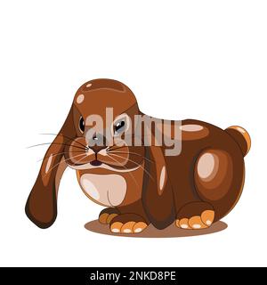 Petit lapin avec de longues oreilles un symbole nouvelle année en technique plate illustration vectorielle Illustration de Vecteur