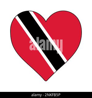 Drapeau de la forme du coeur de Trinité-et-Tobago. J'aime Trinité-et-Tobago. Visitez Trinité-et-Tobago. Caraïbes. Amérique latine. Graphique d'illustration vectorielle Illustration de Vecteur