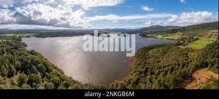 Photo aérienne du lac Menteith, du Loch Lomond et du parc national des Trossachs, Stirling, Écosse Banque D'Images