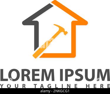 logo de la construction de rénovation de la maison Illustration de Vecteur