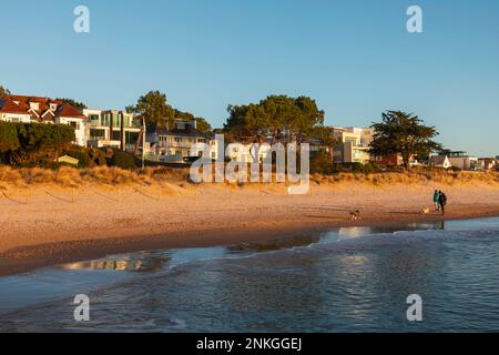 Angleterre, Dorset, Poole, Sandbanks Beach et Luxury Waterfront Houses and Apartments Banque D'Images