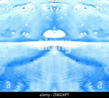 Aquarelle bleu monotype imprimer eau texture fond. Banque D'Images