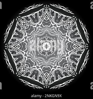 Mandala cercle rond monochrome noir blanc gris vecteur arrière-plan. Illustration de Vecteur