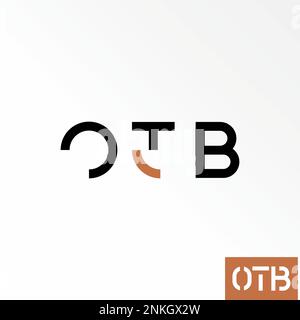 Lettre unique ou mot OTB sans serif police avec découpage ou découpage de côté image graphique icône logo design abstrait concept vecteur stock monogramme ou initial Illustration de Vecteur