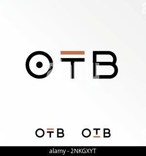 Lettre unique ou mot OTB sans serif police avec coupe ou ligne de séparation image graphique icône logo design abstrait concept vecteur stock monogramme ou initial Illustration de Vecteur