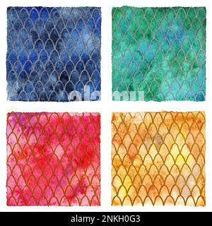 Dragon Skin met à l'échelle le motif texture arrière-plan quatre couleurs ensemble. Banque D'Images