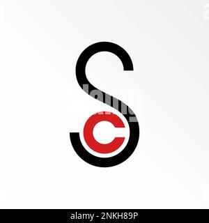 Lettre ou mot SC ou CS sans serif police de ligne en simple et de précision image graphique icône logo design abstrait concept vecteur stock initial ou monogramme Illustration de Vecteur