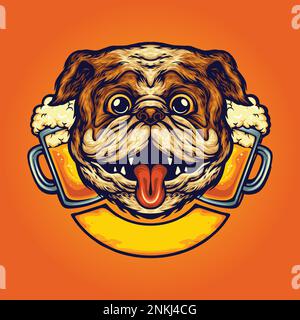 Mignon chef cochon délicieux barbecue viande logo illustrations dessin animé vecteur pour votre travail, t-shirt de marchandise, autocollants et conception d'étiquette, poster Illustration de Vecteur