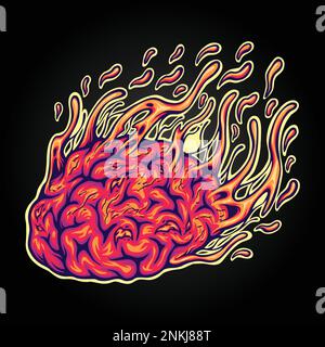 Effrayant fondant Blood monstre zombie cerveau logo illustrations illustrations vectorielles pour votre logo de travail, t-shirt de marchandise, autocollants et étiquette d Illustration de Vecteur