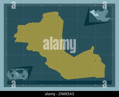 Bahr-el-Ghazal occidental, État du Soudan du Sud. Forme de couleur unie. Cartes d'emplacement auxiliaire d'angle Banque D'Images