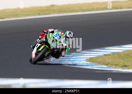 Phillip Island, Australie, 24 février 2023. Adrian Huertas, de l'ESP, sur le MTM Kawasaki lors du Championnat du monde de Superbike 2023 de FIM au circuit de Phillip Island sur 24 février 2023, sur l'île Phillip, en Australie. Crédit : Ivica Glavas/Speed Media/Alay Live News Banque D'Images