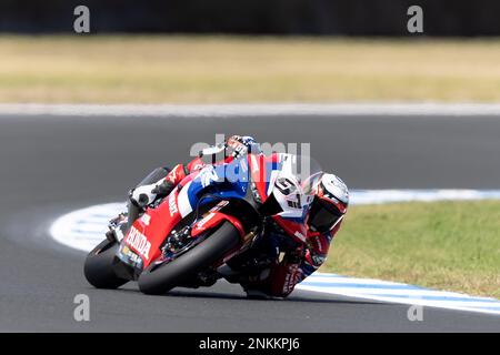 Phillip Island, Australie, 24 février 2023. Xavi Vierge de ESP sur l'écurie Honda HRC lors du Championnat du monde de Superbike 2023 de FIM au circuit de Phillip Island sur 24 février 2023 à Phillip Island, en Australie. Crédit : Ivica Glavas/Speed Media/Alay Live News Banque D'Images