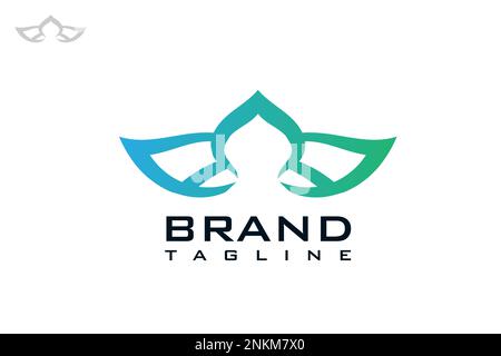life lotus leaf yoga spa massage hôtel design vert bleu logo Illustration de Vecteur