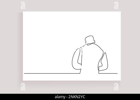 un homme en faillite, calme et attentionné, qui marche dehors et qui attend Illustration de Vecteur