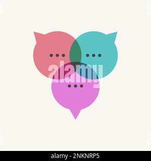 Trois bulles de commentaire, message du logo. Communication en ligne, icône de discussion. Symbole de mise en réseau Illustration de Vecteur