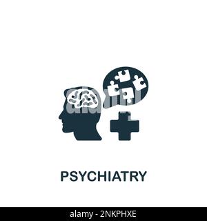 Icône de la psychiatrie. Signe simple monochrome de la collection médicale speialist. Icône de psychiatrie pour logo, modèles, web design et infographies. Illustration de Vecteur