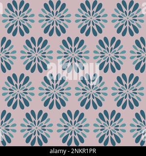 Motif sans couture avec fleurs géométriques abstraites à répétition isolée sur fond rose poussiéreux. Design moderne classique, parfait pour les tissus naturels Banque D'Images