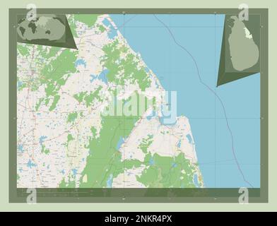 Trincomalee, district de Sri Lanka. Ouvrez la carte des rues. Cartes d'emplacement auxiliaire d'angle Banque D'Images